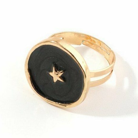 NWOT Gold Dark Grey Star Ring - Picture 6 of 13